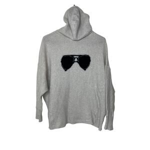 360 Cashmere Hoodie 100% Cashmere Sweater Sunglasses Cropped Ivory XS Small